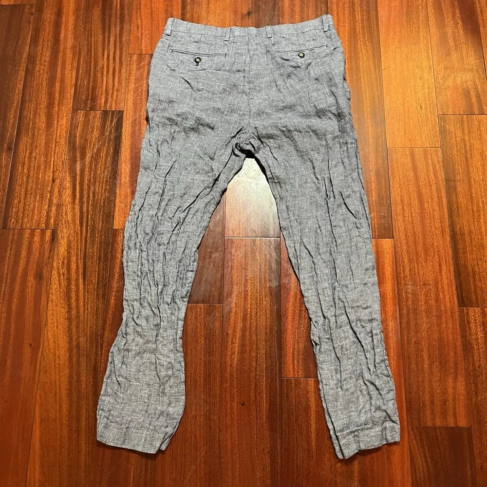 Baird McNutt Pants Mens 34x30 Gray 100% Linen Murano Zac Classic Fit Preppy